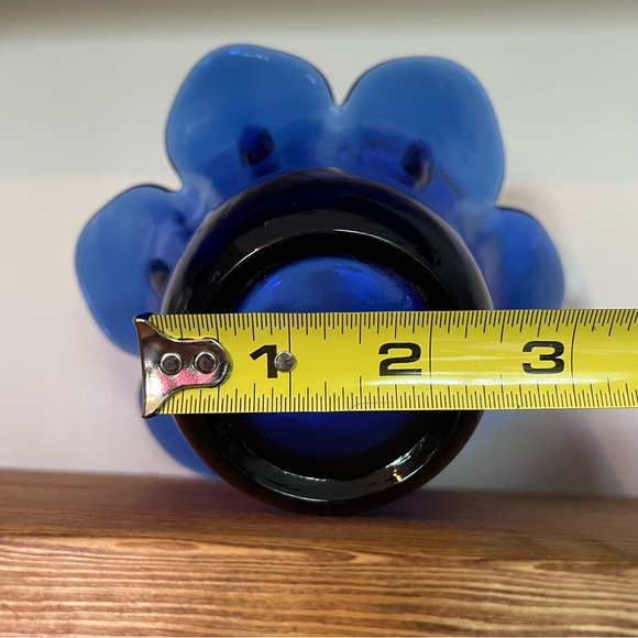 Vintage Cobalt Blue Hand Blown Art Glass Flower Vase - Picture 12 of 12